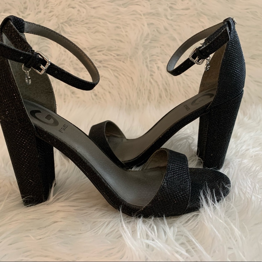 Guess black chunky heels